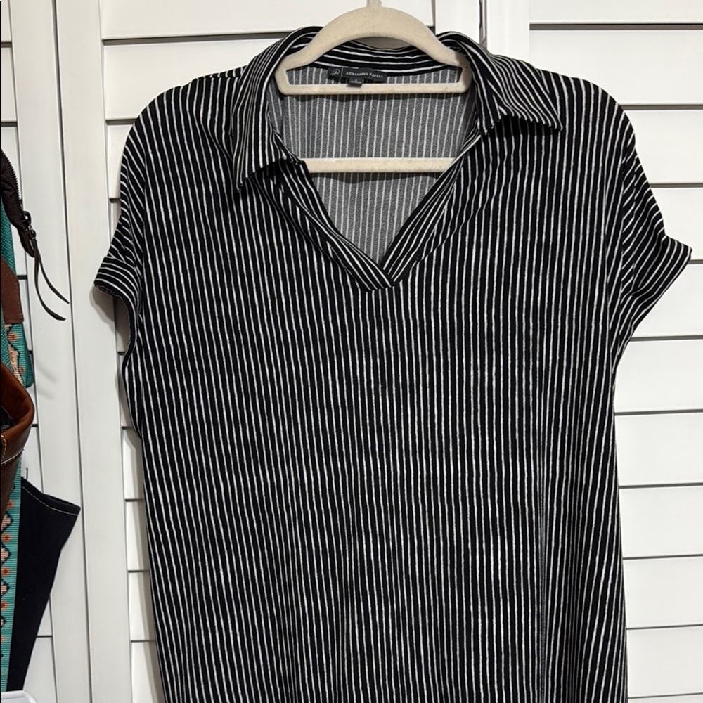 Adrianna Papell Black and White Striped Dolman Sleeve Top